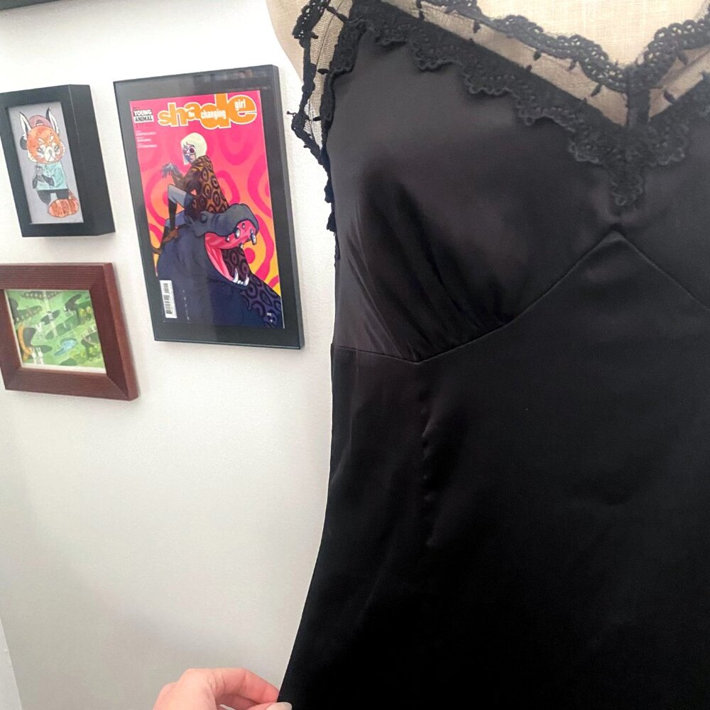 Belle Poque Black Nylon Slip with Lace - Picture 4 of 6